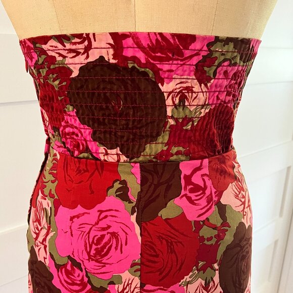 Halter A-line Dress, Cotton Spandex, Size 2, Classy, Rose Patterned - Picture 4 of 7